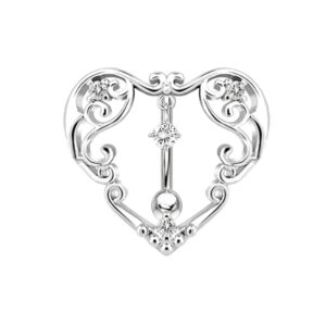 flogwe 14g heart belly button ring 316l cz heart reverse belly ring top down belly button ring medical steel body piercing jewelry for women