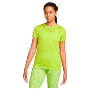 nike women's legend short sleeve shirt (atomic green/white, medium)