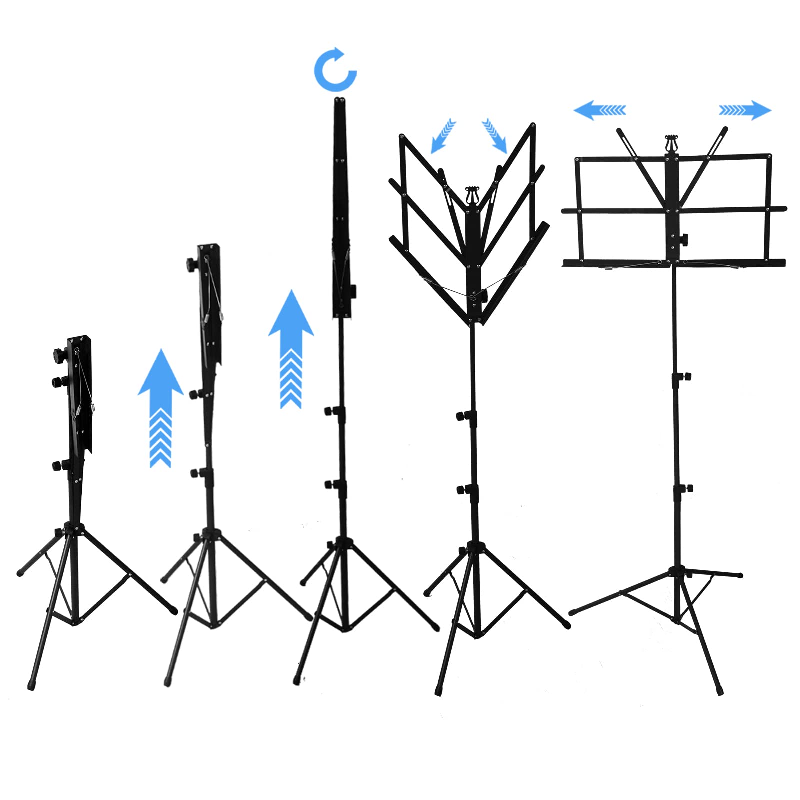 Mosico Music Stand for Sheet Music Portable 2 in 1 Dual-Use Folding Sheet Music Stand Music Holder with Carrying Bag
