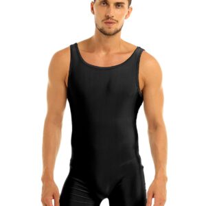 Yihuimin Men's One Piece Tank Top Sports Workout Leotard Bodysuit Wrestling Singlet Underwear Black 3X-Large