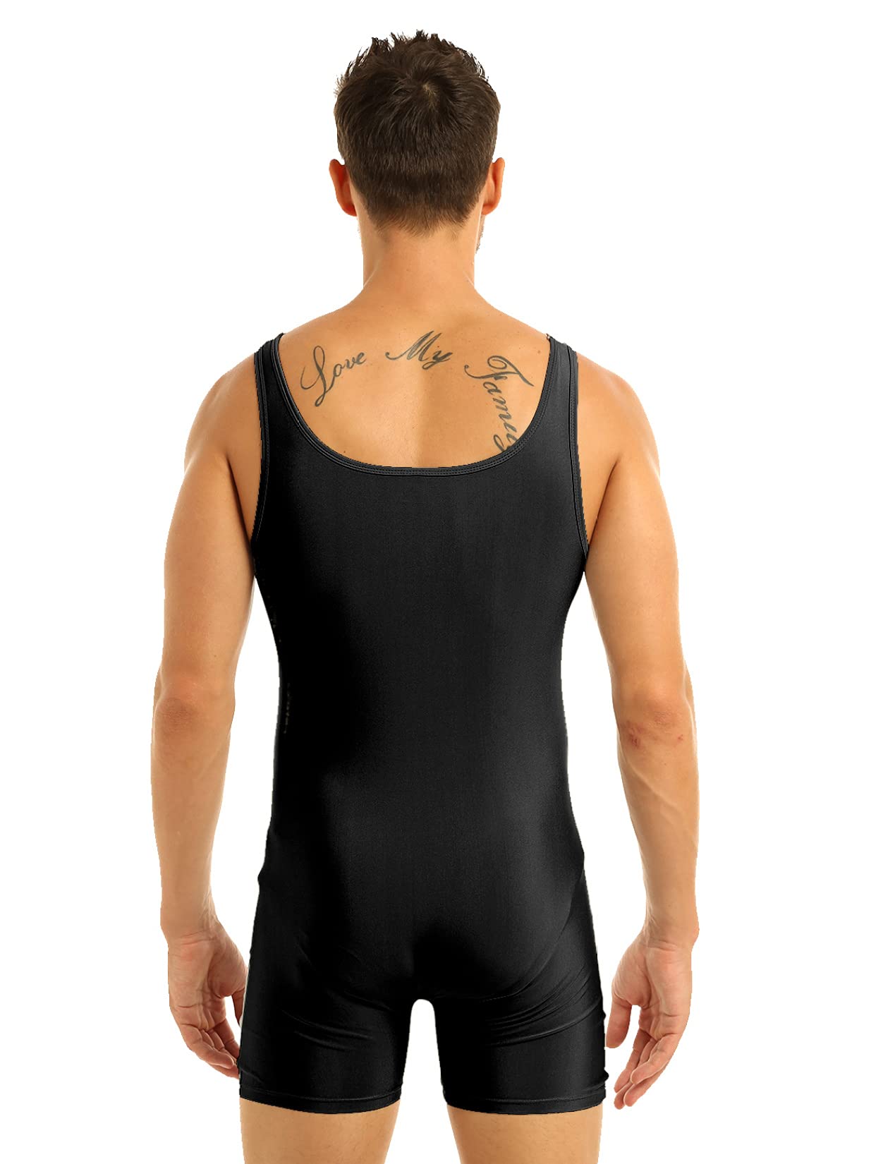 Yihuimin Men's One Piece Tank Top Sports Workout Leotard Bodysuit Wrestling Singlet Underwear Black 3X-Large