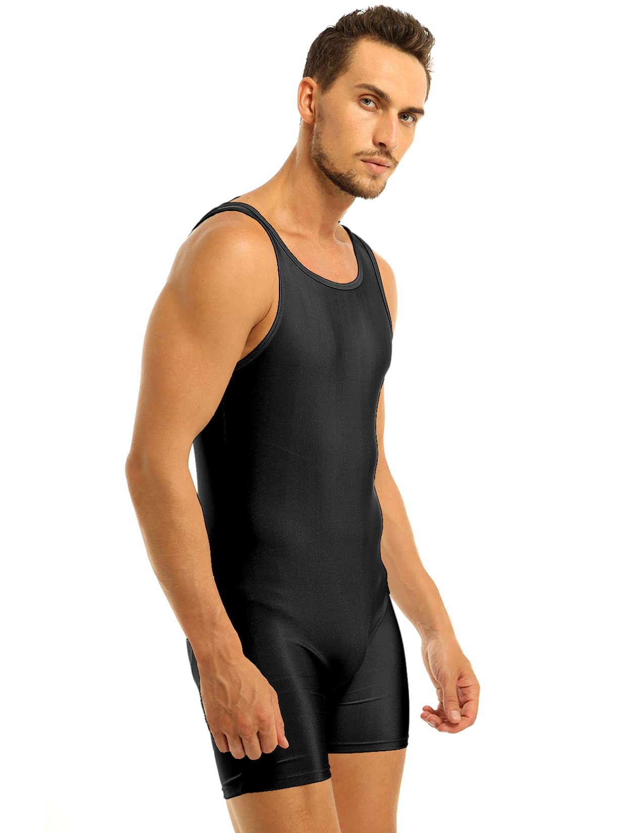 Yihuimin Men's One Piece Tank Top Sports Workout Leotard Bodysuit Wrestling Singlet Underwear Black 3X-Large