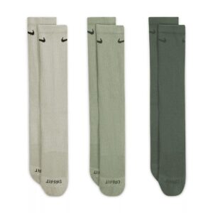 nike men`s everyday plus cushioned training crew socks 3 pack (green(sx6888-915)/b, large)