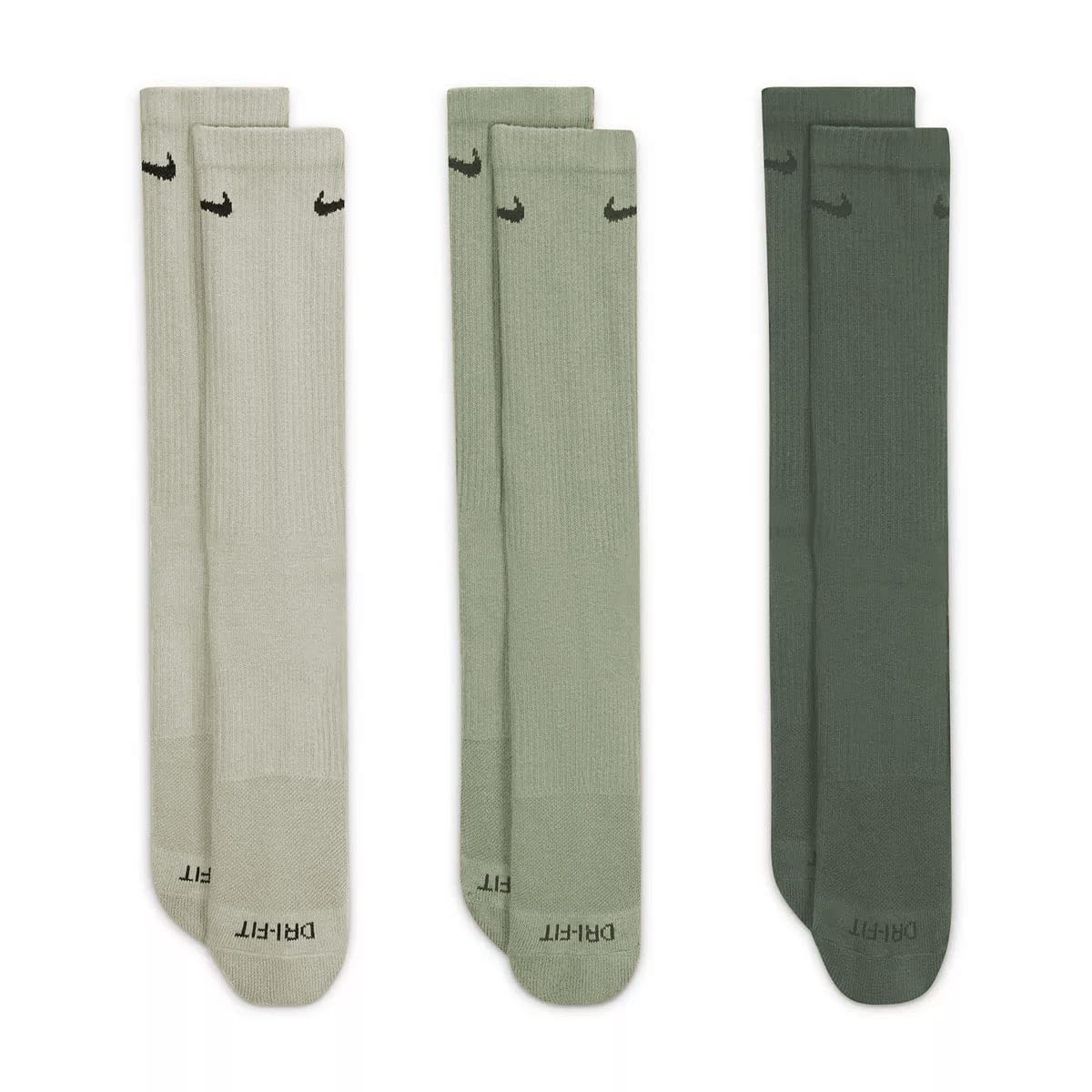 Nike Men`s Everyday Plus Cushioned Training Crew Socks 3 Pack (Green(SX6888-915)/B, Large)