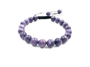 shnaya jewels aaa lepidolite natural healing power gemstone crystal beads unisex adjustable macrame bracelets 8mm