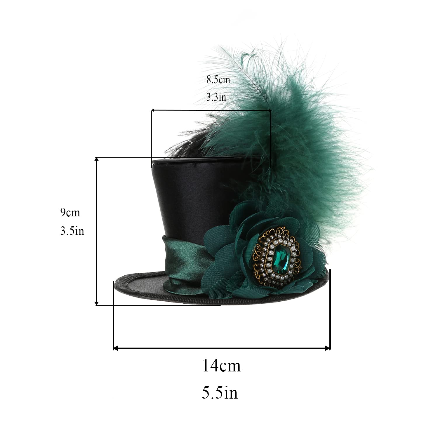 Comott Mini Top Hat Headband Fascinator Ostrich Feather Top Hat for Derby Tea Party