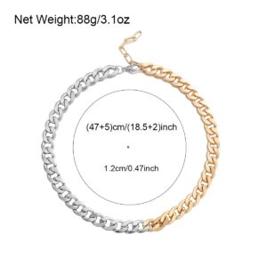 Fashion Necklace Punk Chunky Gold Silver Color Thick Cuban Chain Necklace for Women Men Hip Hop Trend Mixed Color Heavy Metal Jewelry Necklace