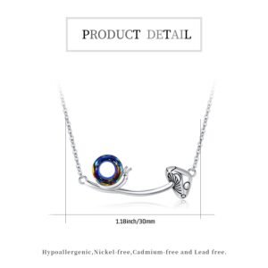 Mushroom Snail Necklace for Women 925 Sterling Silver Crystal Snail Pendant Necklace Nature Animals and Plants Charms for Women Love Lucky Jewelry Gift