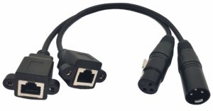 traovien xlr to rj45 adapter cable, (1 pair) xlr 3 pin male & female to rj45 female dmx cat5 ethernet adapter converter cable for stage and recording studio - 1ft