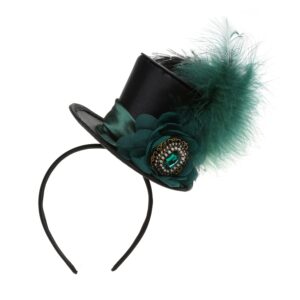 Comott Mini Top Hat Headband Fascinator Ostrich Feather Top Hat for Derby Tea Party