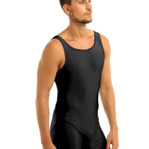 Yihuimin Men's One Piece Tank Top Sports Workout Leotard Bodysuit Wrestling Singlet Underwear Black 3X-Large