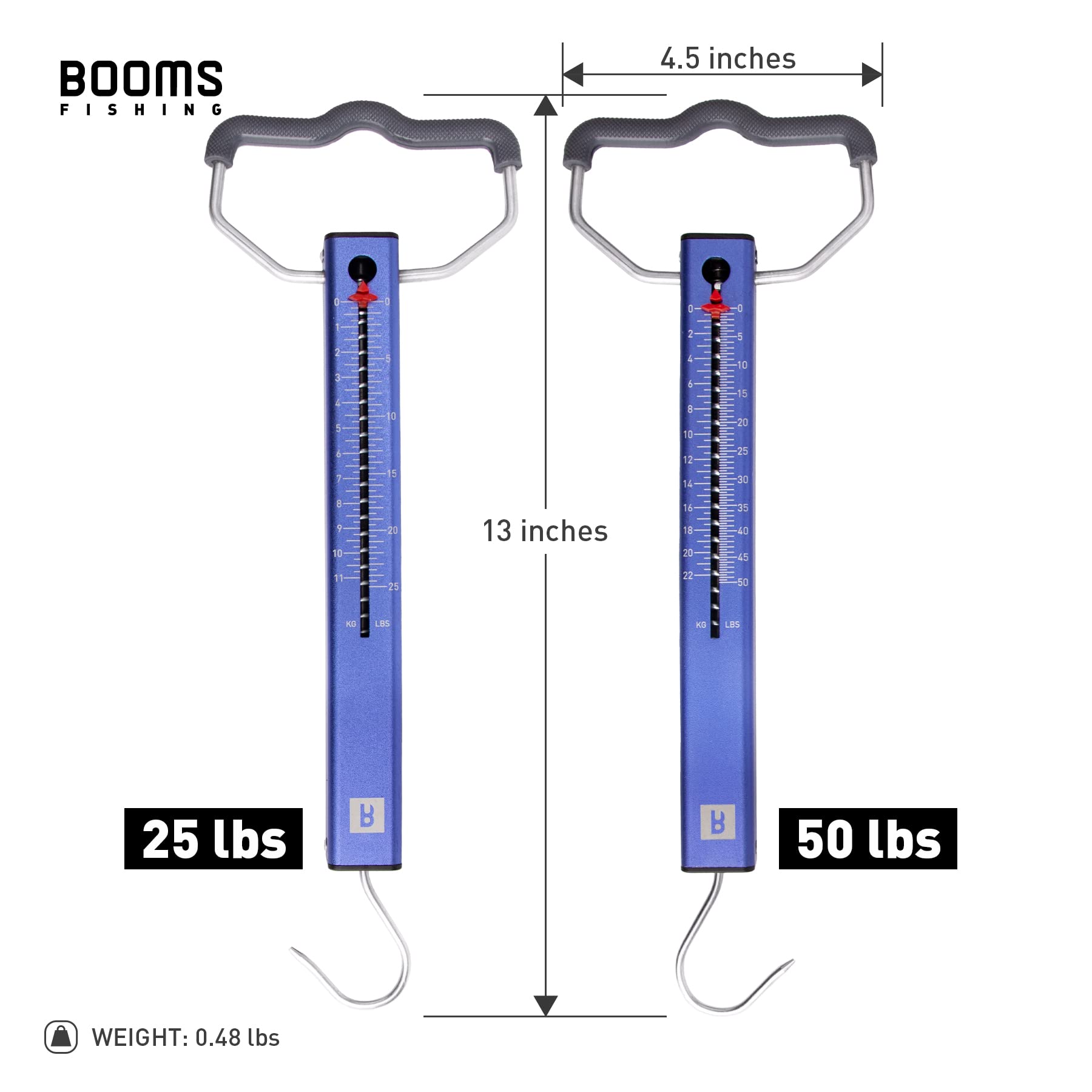 Booms Fishing TS2 Aluminum Tube Fish Scale, Spring Fishing Drag Scale, Easy to Read Hanging Scale, 50 lbs Pull Scales, Widely Used for Hooks Tension, Rigs Tension, Fishing Scale, Luggage Scale