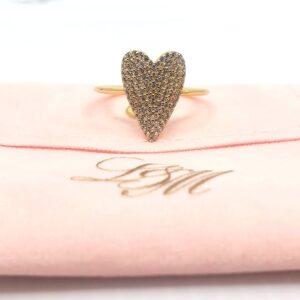 L & M Accessorize - 925 Sterling Silver 18K Yellow Gold Plated Heart Ring (10)