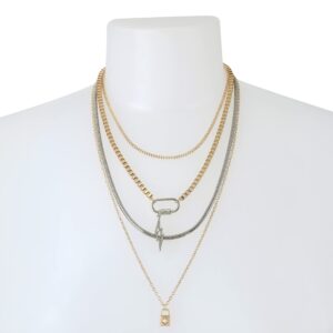 Steve Madden Padlock Layered Necklace