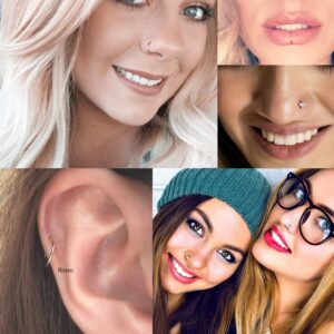 Vegolita 24Pcs 20G Surgical Steel Nose Rings Hoop Nose Studs Tragus Cartilage Earrings Piercing Jewelry 1.5mm 2mm 2.5mm 3mm CZ Gold