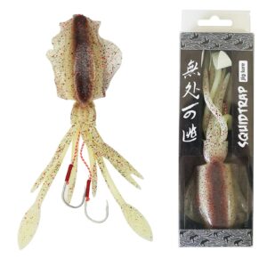 squid trap fishing lures for saltwater soft artificial rigged squid jig trolling lures with uv glow sea offshore fishing 7''/3.5 oz