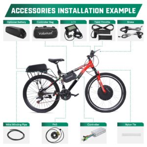 Voilamart 48V 1000W Electric Bicycle Conversion Kit 26IN Ebike 100mm Front Hub Motor Wheel Conversion Kit for Turn Pedal Bicycle Into Ebike (26IN Front Wheel with LCD)