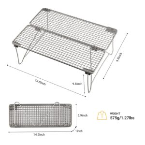 COOK'N'ESCAPE Titanium Girll Camp Fire Cooking Racks Portable Camping Grill Folding Campfire Grill Camp Grill with Removable Legs for Outdoor Picnic BBQ Backpacking Hiking