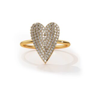 L & M Accessorize - 925 Sterling Silver 18K Yellow Gold Plated Heart Ring (10)