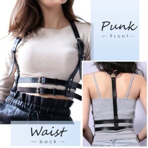 Punk Waist Leather Chain Belt Harness Strappy Adjustable Body Accessories for Women and Girl