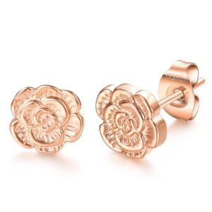 vojo implant grade g23 titanium stud earrings for sensitive ears post pierced cartilage lobe earring stud for women (rose gold)