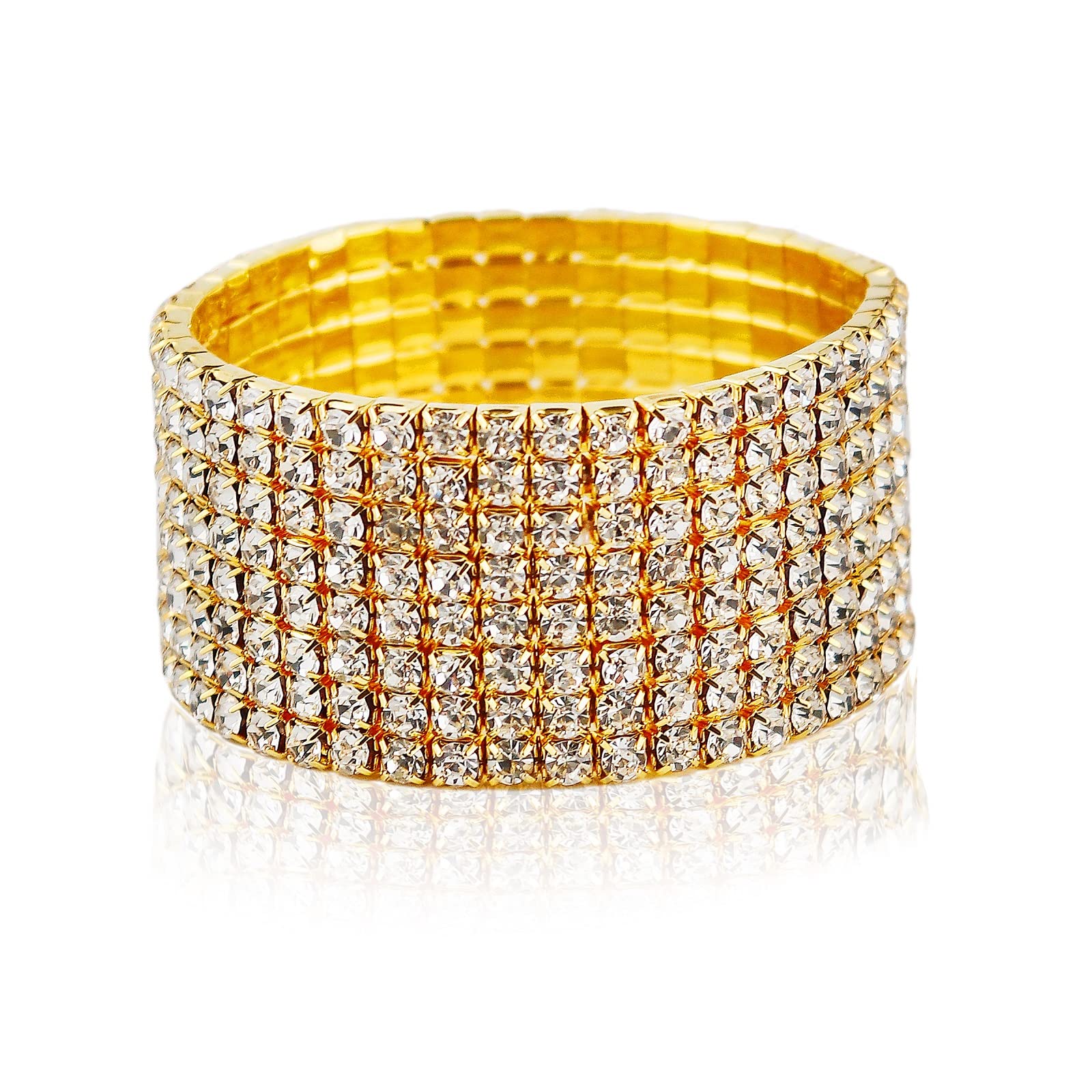 Sparkle Multicolor Rhinestone Stackable Stretch Bracelets Sparkling Bridal Tennis Bangle for Women Best Party Gifts-gold