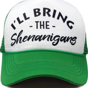 Funky Junque Bridal Snapback Trucker Hat - I'll Bring The Shenanigans - White/Kelly Green