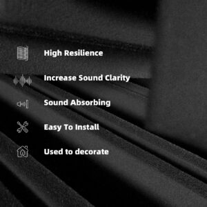 LIGHTDESIRE 12 Pack Self-Adhesive Sound Proof Foam Panels,12 X 12 X 2 inches Acoustic Foam,High Resilience Sound Proofing Padding for Wall,Sound Absorbing Panels Suitable for Home,Studio,Black