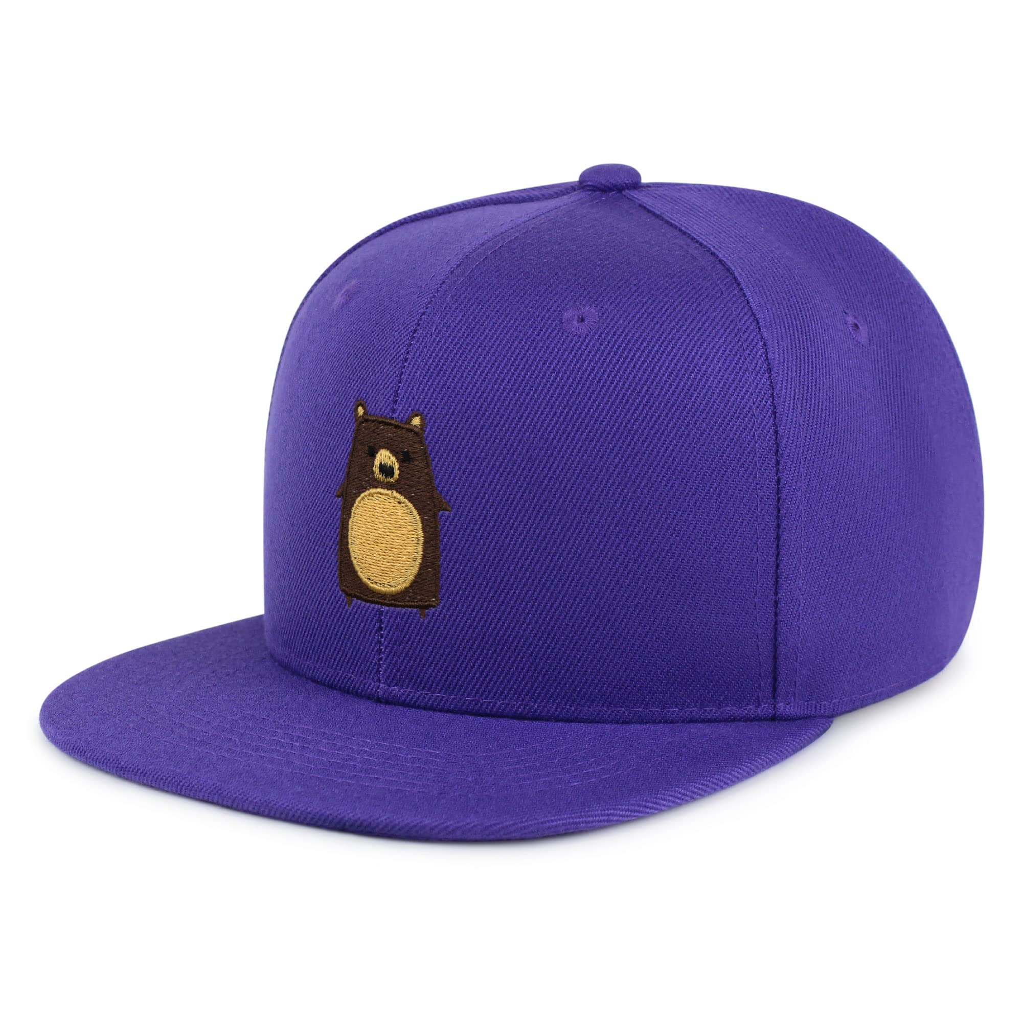 Bear Hip-Hop Snapback Hat Embroidered Purple Baseball Cap Big Scary