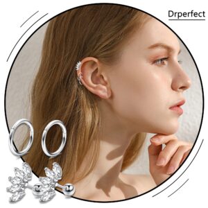 Drperfect Industrial Piercing Jewelry 14G 16G Stainless Steel Cartilage Helix Tragus Conch Earrings for Women Industrial Earrings Chain Cartilage Ear Piercing Jewelry Set