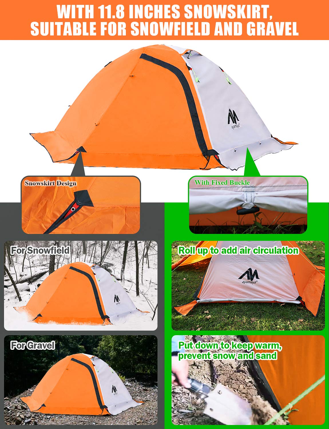 AYAMAYA Backpacking Tent 2 Person + Tent Footprint