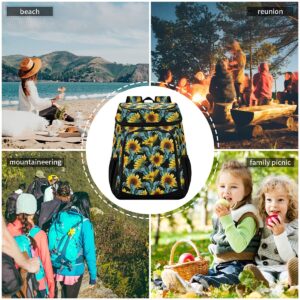 Sunflower Butterflies Cooler Backpack Leakproof Backpack Cooler Insulated Lunch Cooler Bag 30 Cans Camping Coolers for Beach Grocery Shopping Fishing