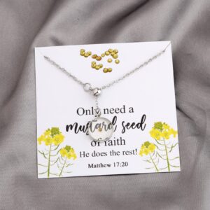 WUSUANED Religious Inspirational Gift Mustard Seed Lariat Necklace Faith Jewelry Christian Gifts For Women