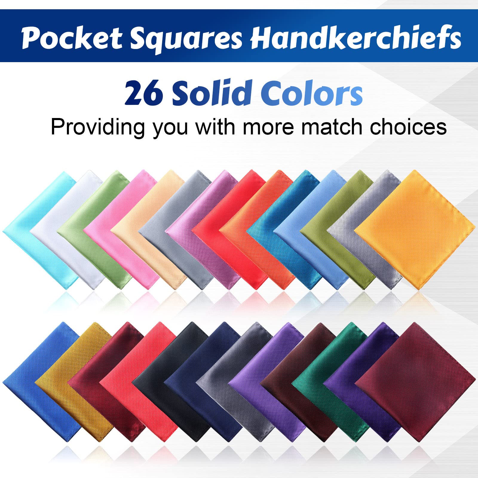 JaGely 52 Pcs Mens Pocket Squares for Men Handkerchief Soft Silk Pocket Square Handkerchief Suit Accessories for Men Wedding Business Banquet, 9.06 x 9.06 Inch Hankies, 52 Multi Styles(Classic)