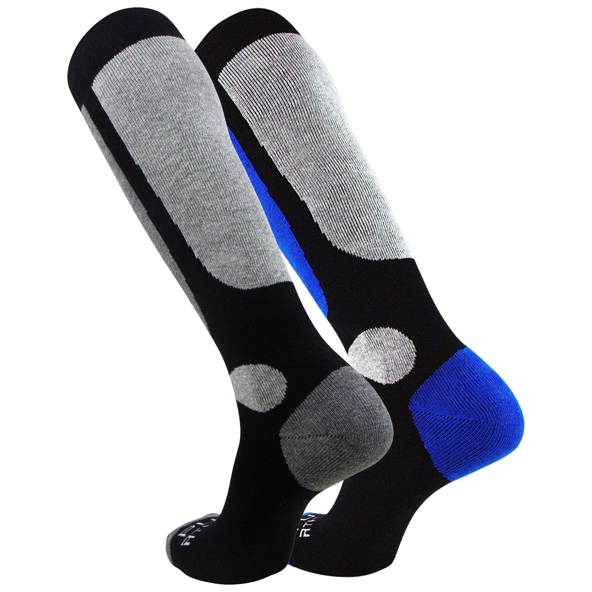 Pure Athlete Value Ski and Snowboarding Socks - Cold Weather Socks for Skiing (S/M, 2 Pairs - Black(1)-Blue(1))