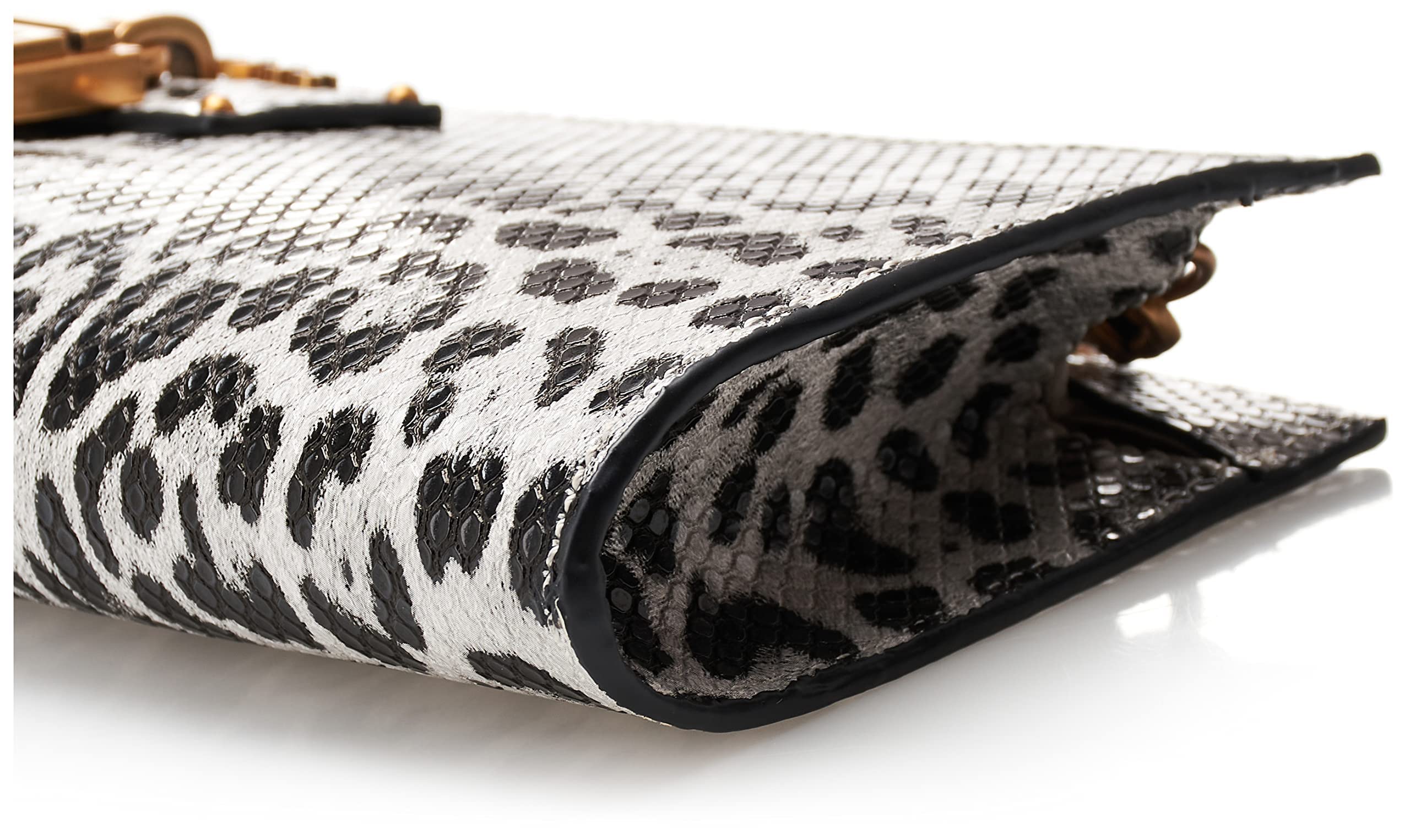 GUESS Centre Stage Top Zip Clutch, Black/White Leopard