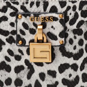 GUESS Centre Stage Top Zip Clutch, Black/White Leopard