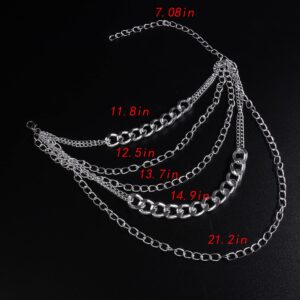 YERTTER Punk Multi-Layered Cuban Curb Chunky Chain Silver Choker Necklace Thick Choker Hip Hop Street Eboy Choker Necklace Gift