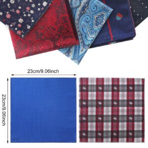 JaGely 52 Pcs Mens Pocket Squares for Men Handkerchief Soft Silk Pocket Square Handkerchief Suit Accessories for Men Wedding Business Banquet, 9.06 x 9.06 Inch Hankies, 52 Multi Styles(Classic)