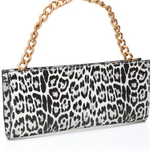 GUESS Centre Stage Top Zip Clutch, Black/White Leopard