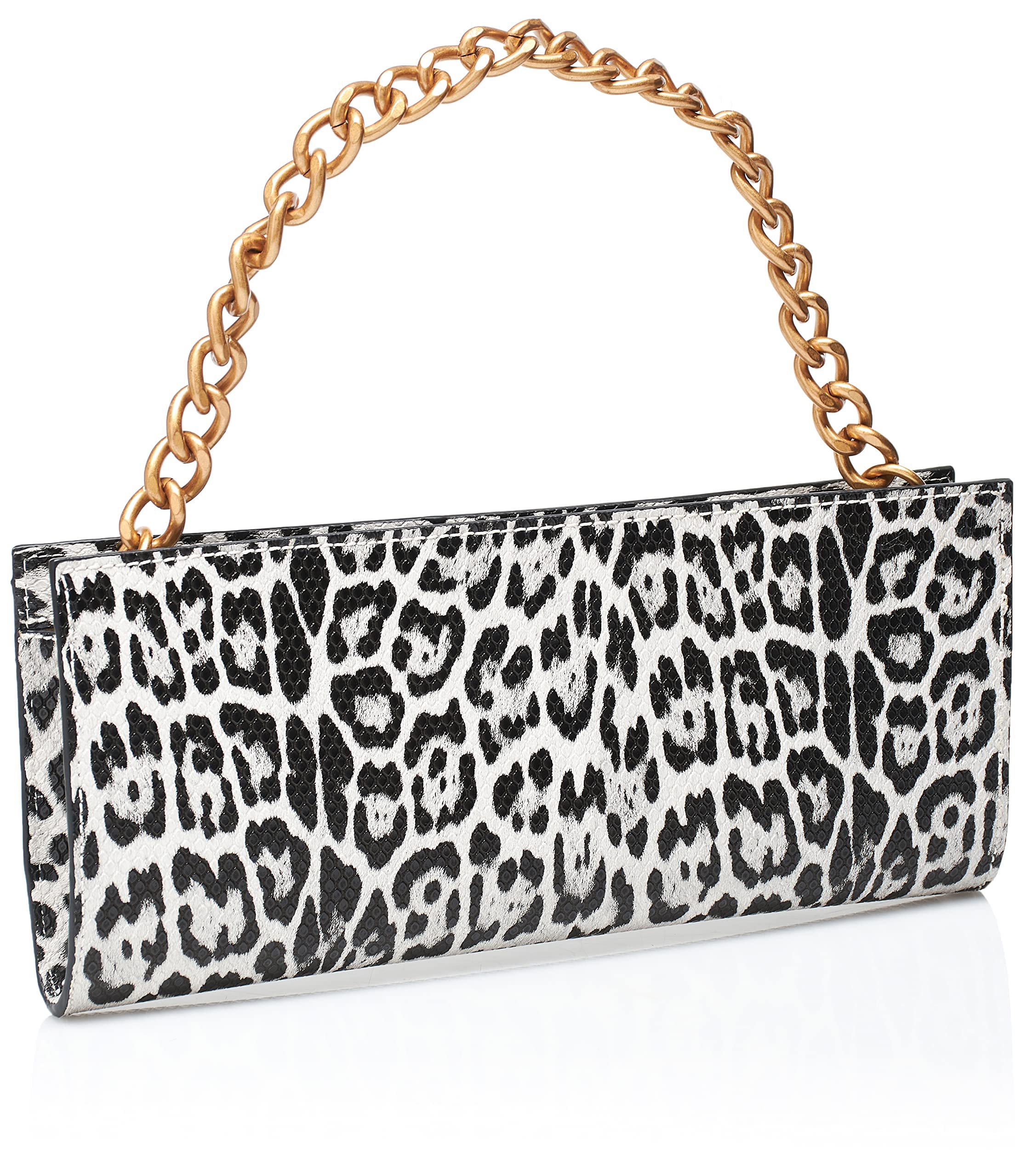 GUESS Centre Stage Top Zip Clutch, Black/White Leopard