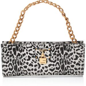 GUESS Centre Stage Top Zip Clutch, Black/White Leopard