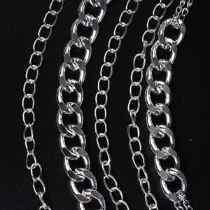 YERTTER Punk Multi-Layered Cuban Curb Chunky Chain Silver Choker Necklace Thick Choker Hip Hop Street Eboy Choker Necklace Gift