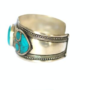 Boho Style Blue Stabilized-Turquoise Mosaic Adjustable Cuff Bracelet | Stainless Steel Jewelry for Men & Women