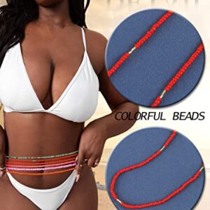 ELABEST 50inch Plus Size African Waist Beads Belly Chain Non-Stretching Tie-on Bead Jewelry Accessories for Women and Girls (5) (#18)