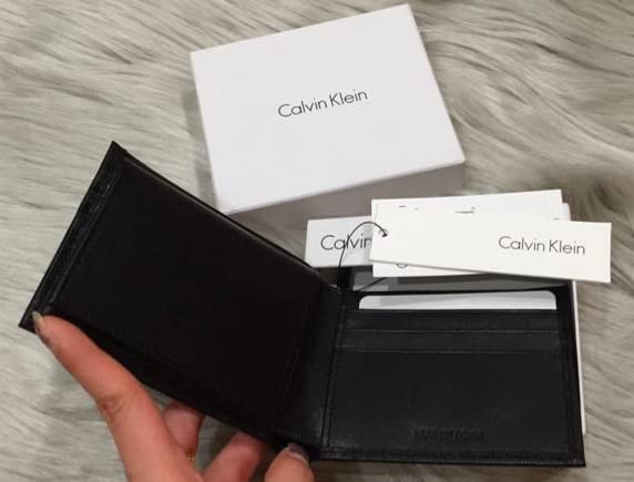 Calvin Klein Men's Genuine Leather Wallet with RFID Protection Black, Black, Standard, American, Black, std, American