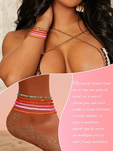 ELABEST 50inch Plus Size African Waist Beads Belly Chain Non-Stretching Tie-on Bead Jewelry Accessories for Women and Girls (5) (#18)