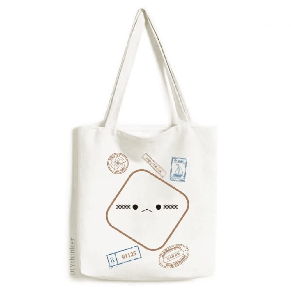 Lovely Face Cry Expression Stamp Shopping Ecofriendly Storage Canvas Tote Bag