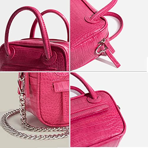 Women Shoulder Bag Handbags Small Crossbody Purse Top Handle Bag Crocodile Pattern Clutch Bag Chain Wristlet Satchel Purse, Rose