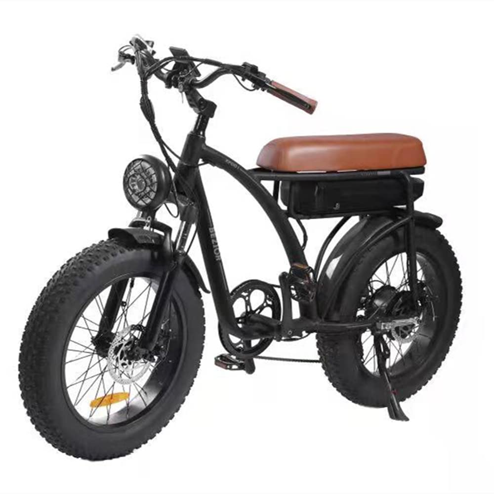 Bezior Electric Bike for Adults, 1000W 48v 12.5Ah Removable Lithium Battery, 20" x 4.0 Fat Pneumatic Tire, 7-Speed Gear Ebikes, Speed up to 45km/h, Snow Beach Mountain E-Bike, Manned XF001 Black